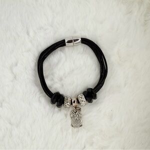 Black and Silver Owl Charm Bracelet